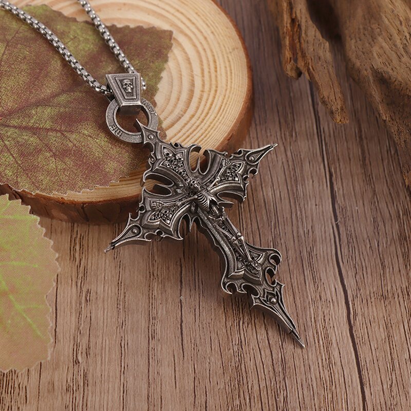 Wholesale Gothic Skull Cross Pendant Necklace